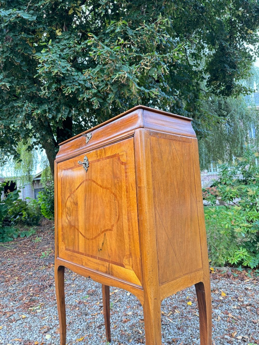 Louis XV Style Walnut Cabinet Secretary-photo-5