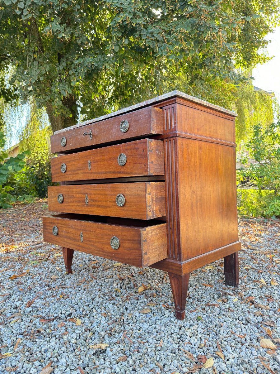 Louis XVI Style Mahogany Chest Of Drawers, 19th Century -photo-1