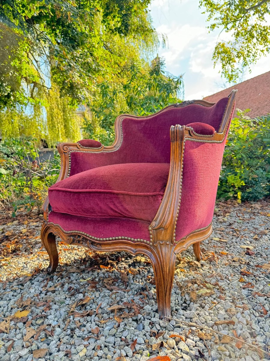 Pair Of Louis XV Style Walnut Bergeres, 19th Century -photo-5