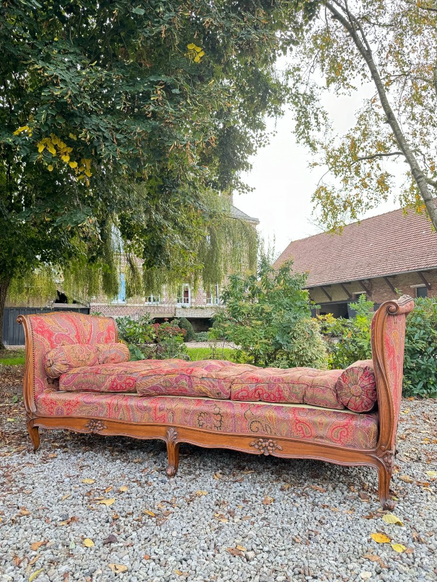 Bench, Daybed In Walnut, Louis XV Style, 19th Century -photo-2