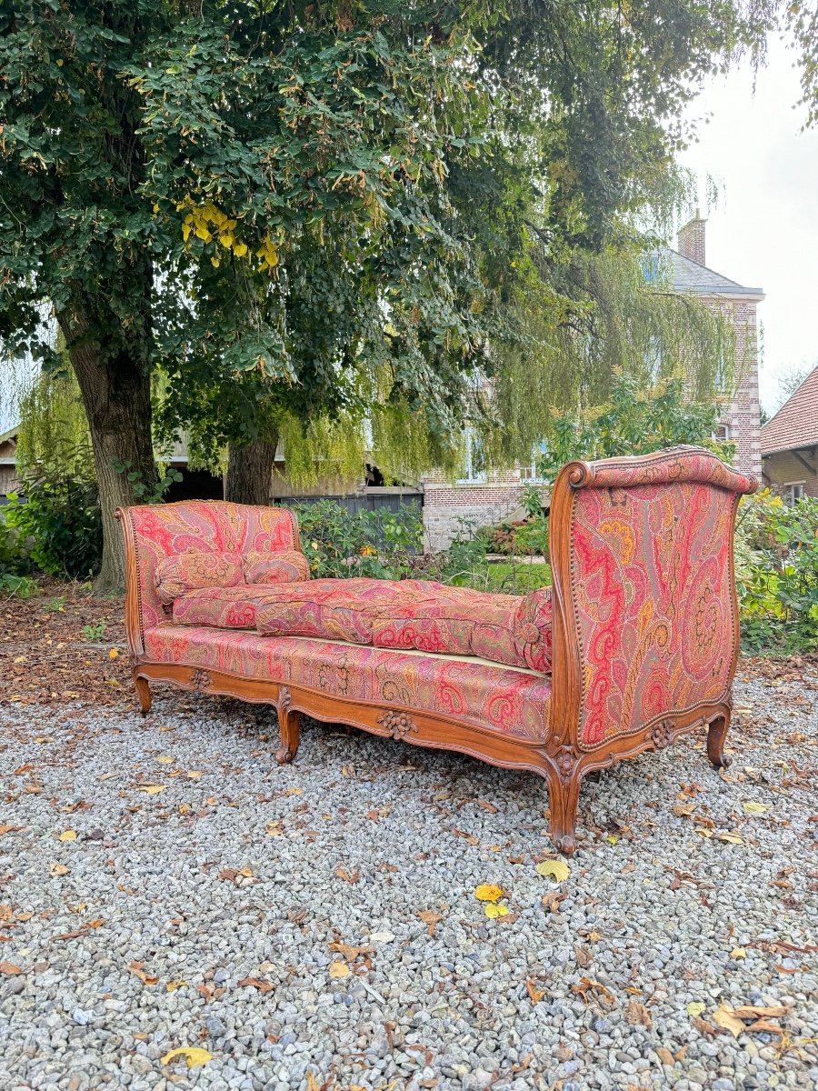 Bench, Daybed In Walnut, Louis XV Style, 19th Century -photo-4