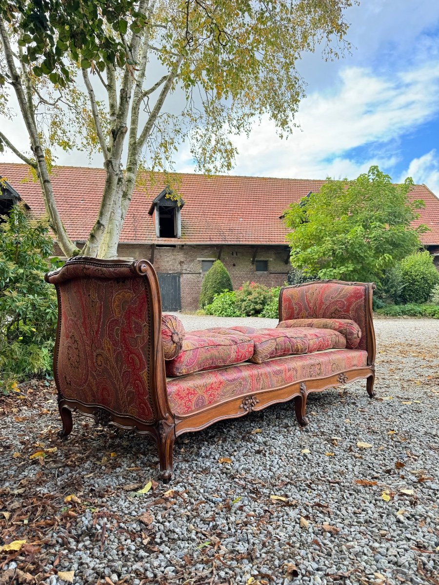 Bench, Daybed In Walnut, Louis XV Style, 19th Century -photo-1