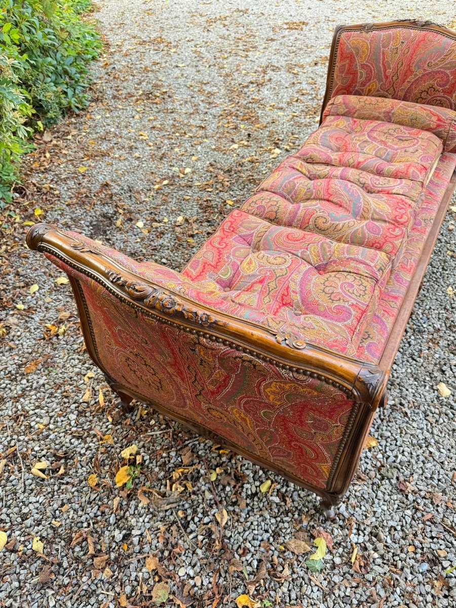 Bench, Daybed In Walnut, Louis XV Style, 19th Century -photo-2