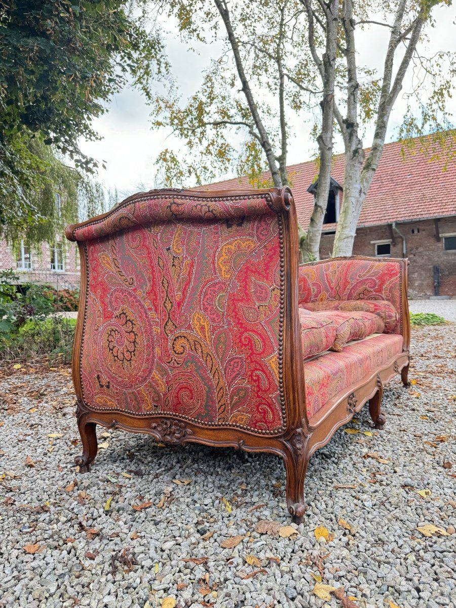 Bench, Daybed In Walnut, Louis XV Style, 19th Century -photo-4