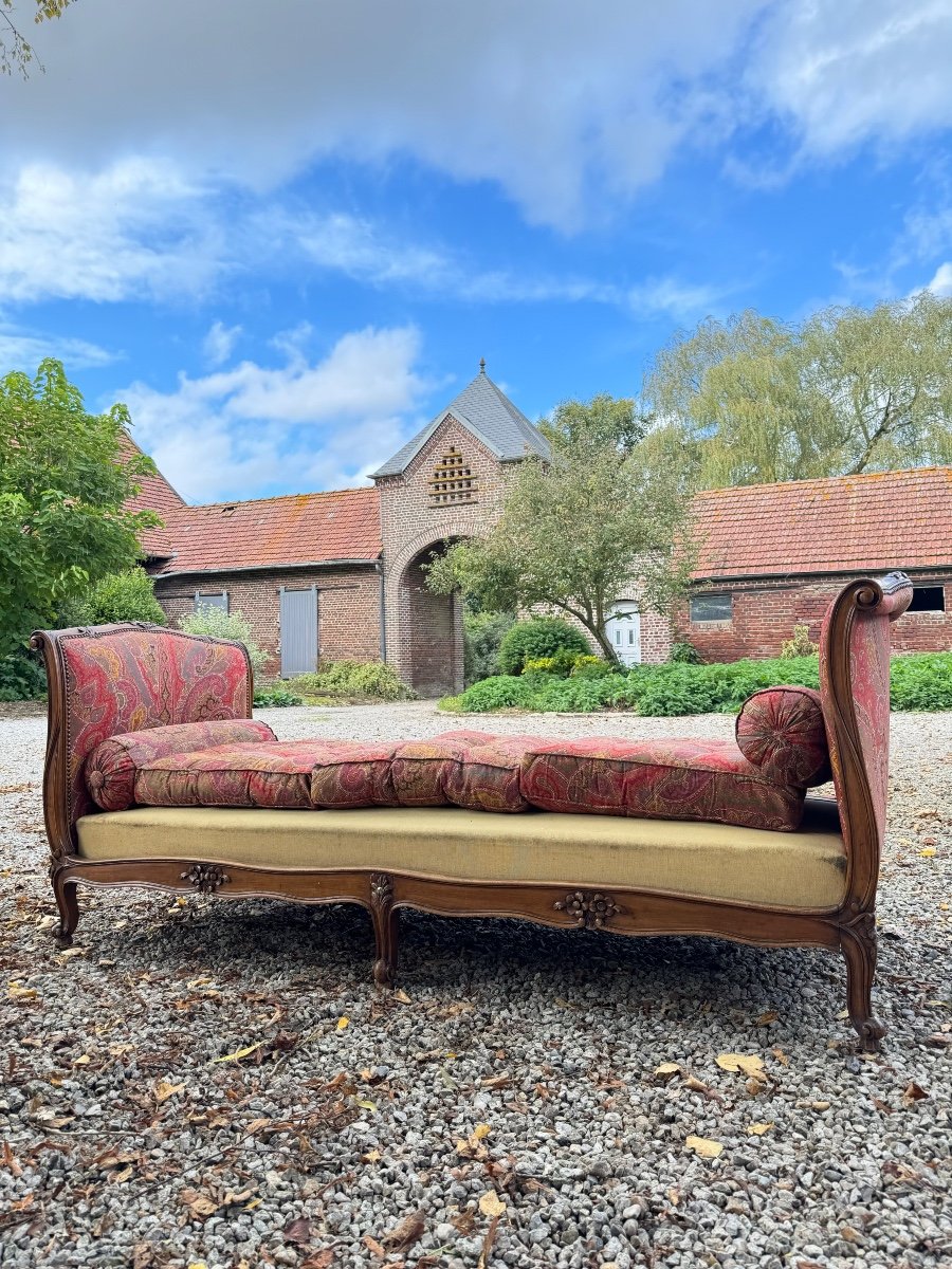 Bench, Daybed In Walnut, Louis XV Style, 19th Century -photo-5