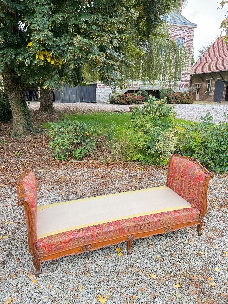 Bench, Daybed In Walnut, Louis XV Style, 19th Century -photo-6