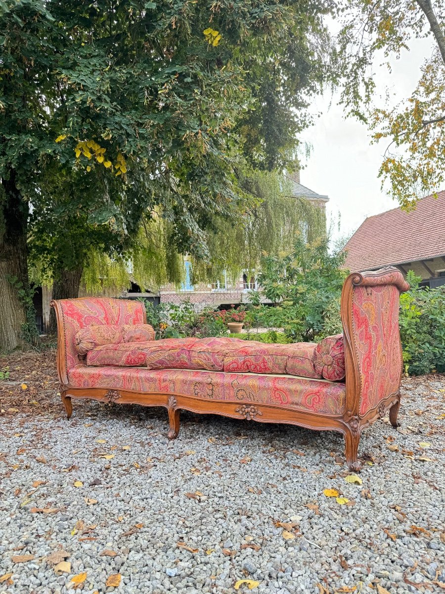 Bench, Daybed In Walnut, Louis XV Style, 19th Century 