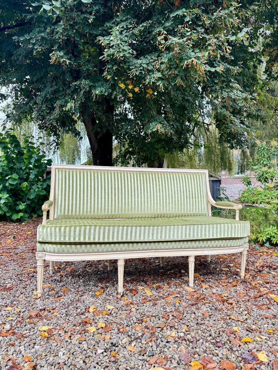 Louis XVI Period Lacquered Wood Bench, 18th Century -photo-2