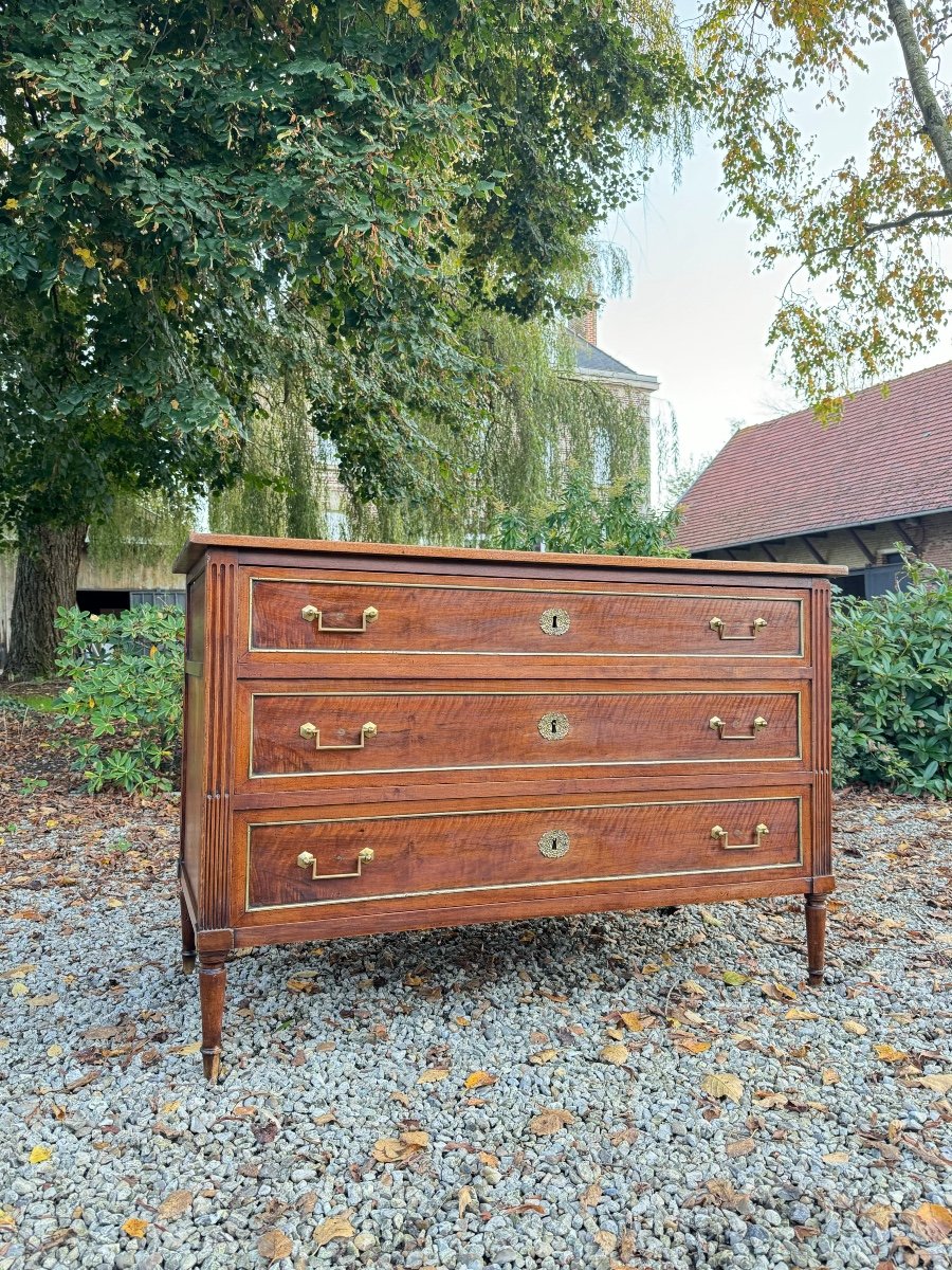 Chest Of Drawers, In Mahogany, Louis XVI Period, 18th Century 