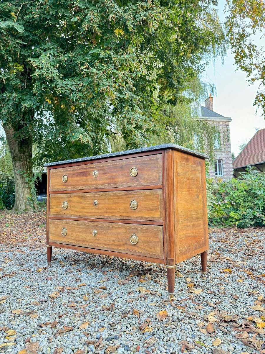 Commode En Marqueterie D’époque Louis XVI XVIII Eme Siècle -photo-3