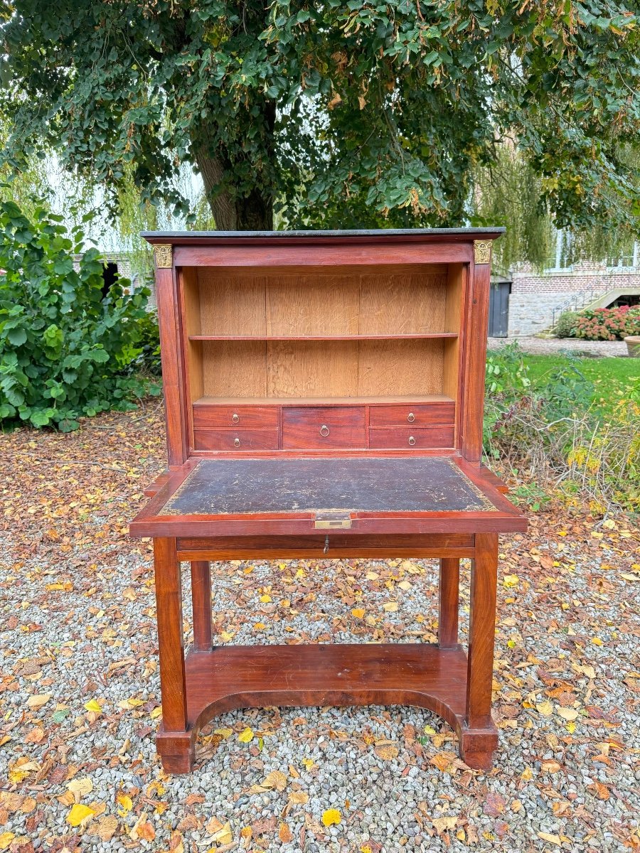 Bonheur Du Jour In Mahogany From The Empire Period, Early 19th Century -photo-4