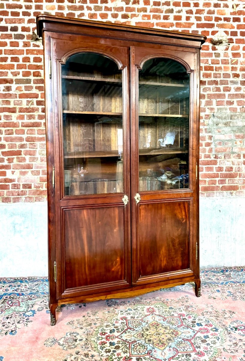 Library, Display Cabinet In Cuban Mahogany From The 18th Century, Port Work