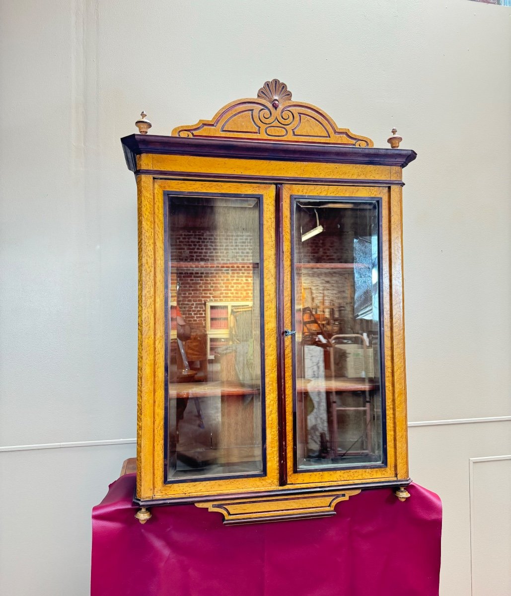 Vitrine Murale En Citronnier D’époque Napoléon III XIX Eme Siècle 