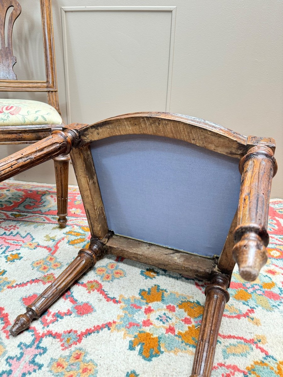 Paire De Chaises En Noyer D’époque Louis XVI XVIII Eme Siècle -photo-5