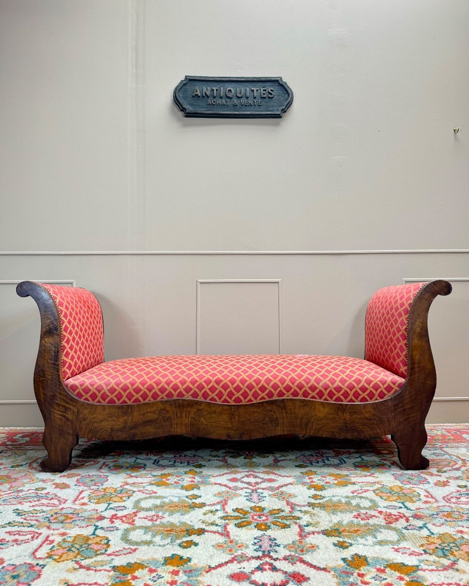 Bench, Mahogany Daybed, Restoration Period, 19th Century -photo-2