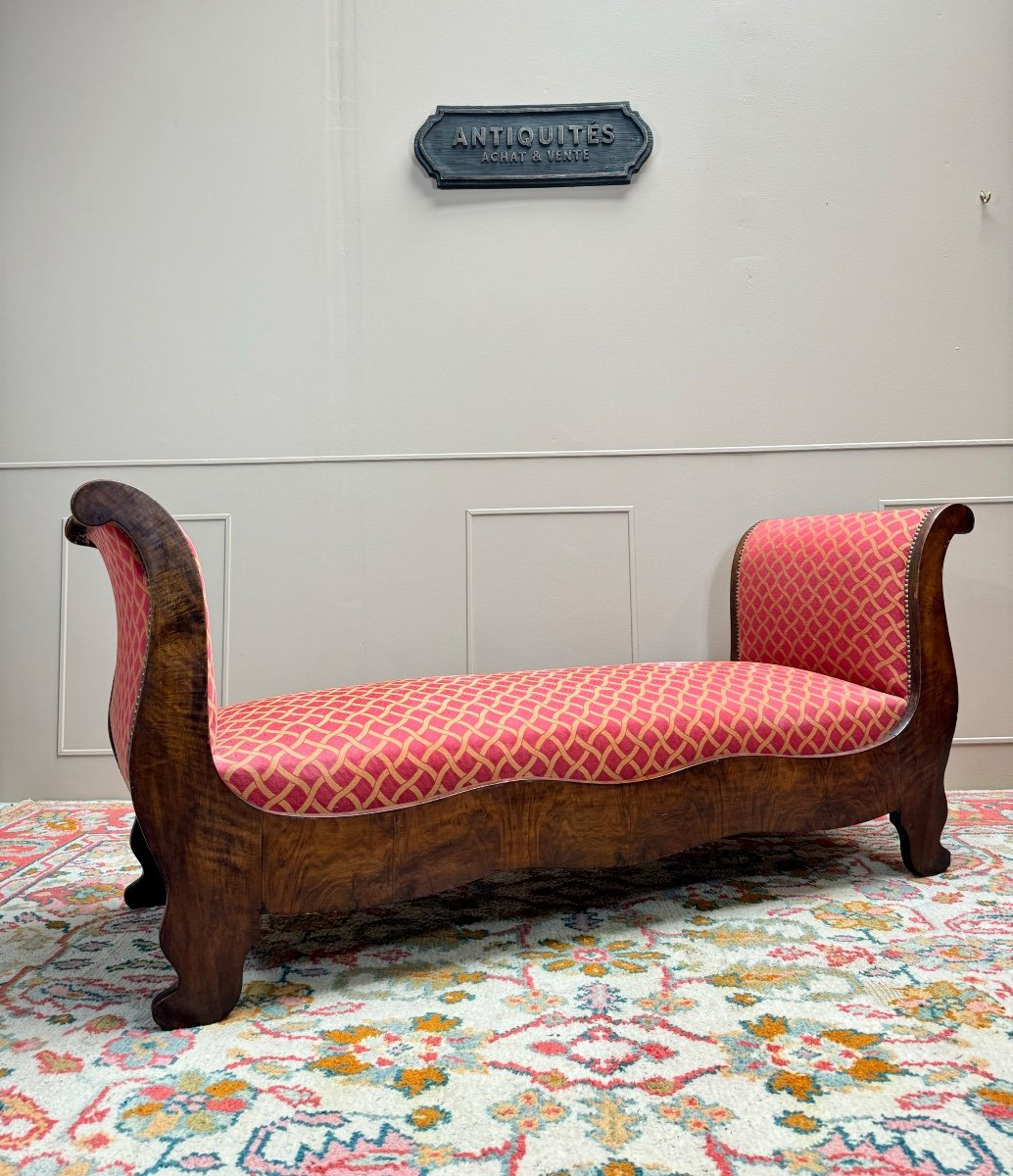 Bench, Mahogany Daybed, Restoration Period, 19th Century 