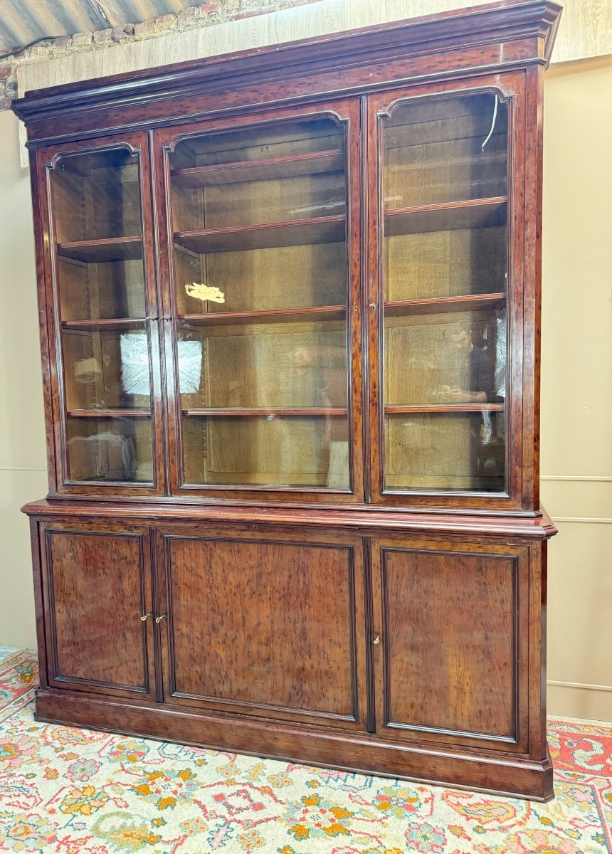 Large Speckled Mahogany Bookcase From The Napoleon III Period, 19th Century -photo-2