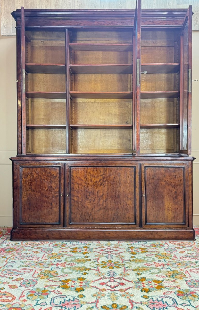 Large Speckled Mahogany Bookcase From The Napoleon III Period, 19th Century -photo-1