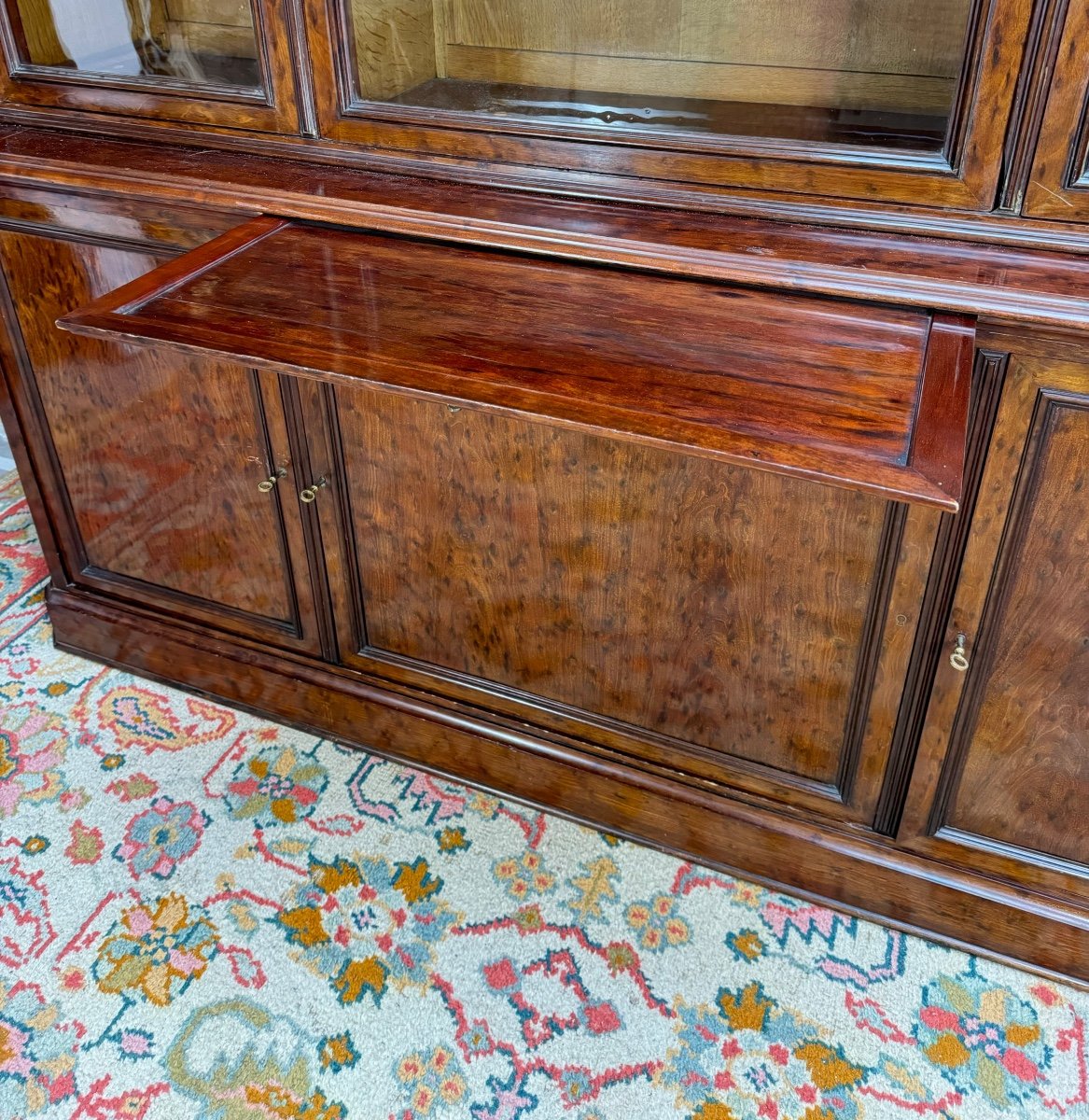 Large Speckled Mahogany Bookcase From The Napoleon III Period, 19th Century -photo-3