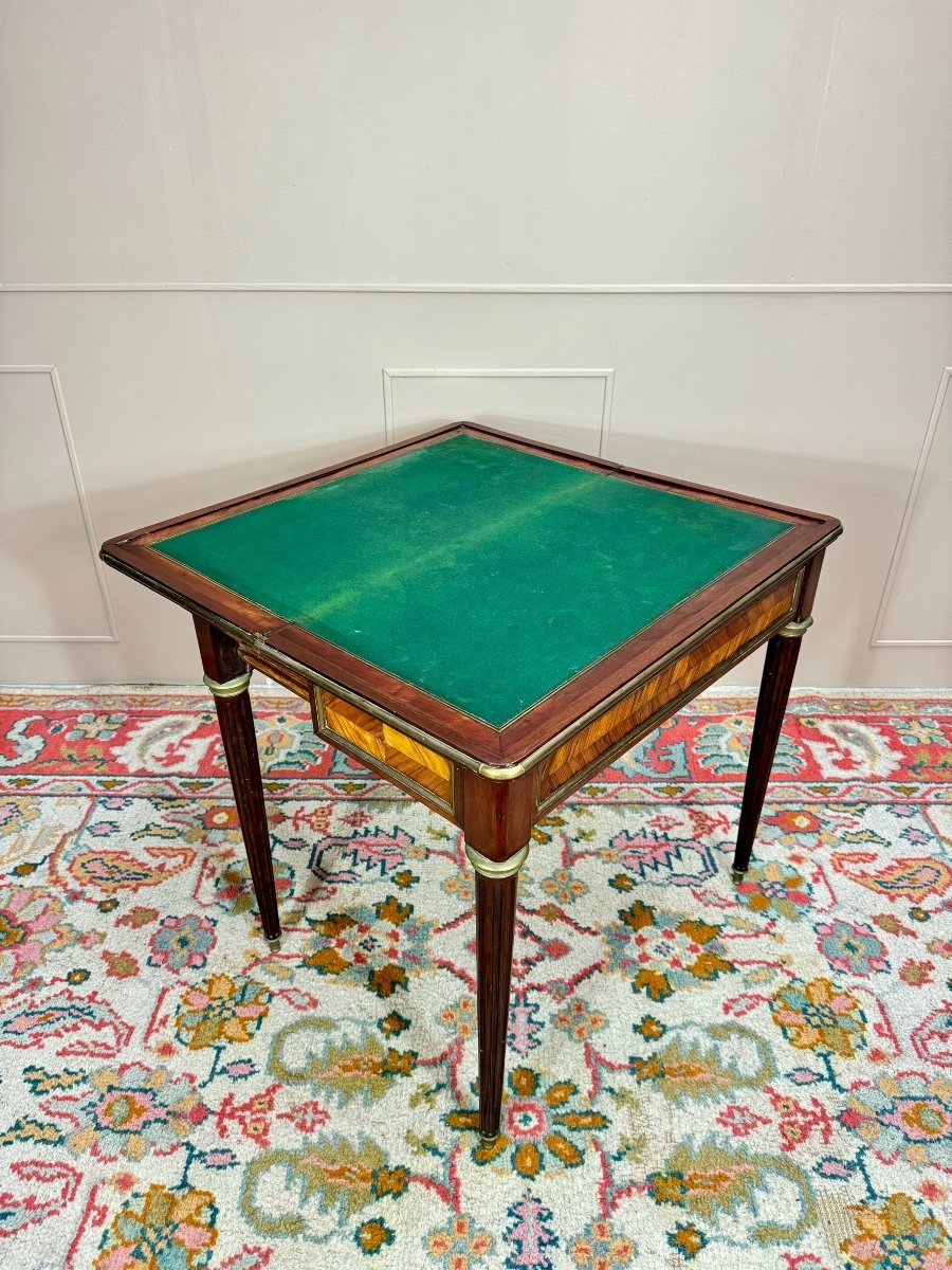 Table à Jeux En Marqueterie D’époque Napoléon III XIX Eme Siècle -photo-5