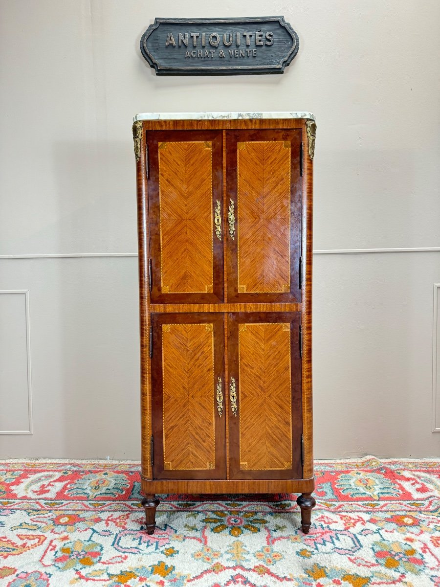 Louis XVI Style Marquetry Storage Cabinet, 19th Century -photo-4