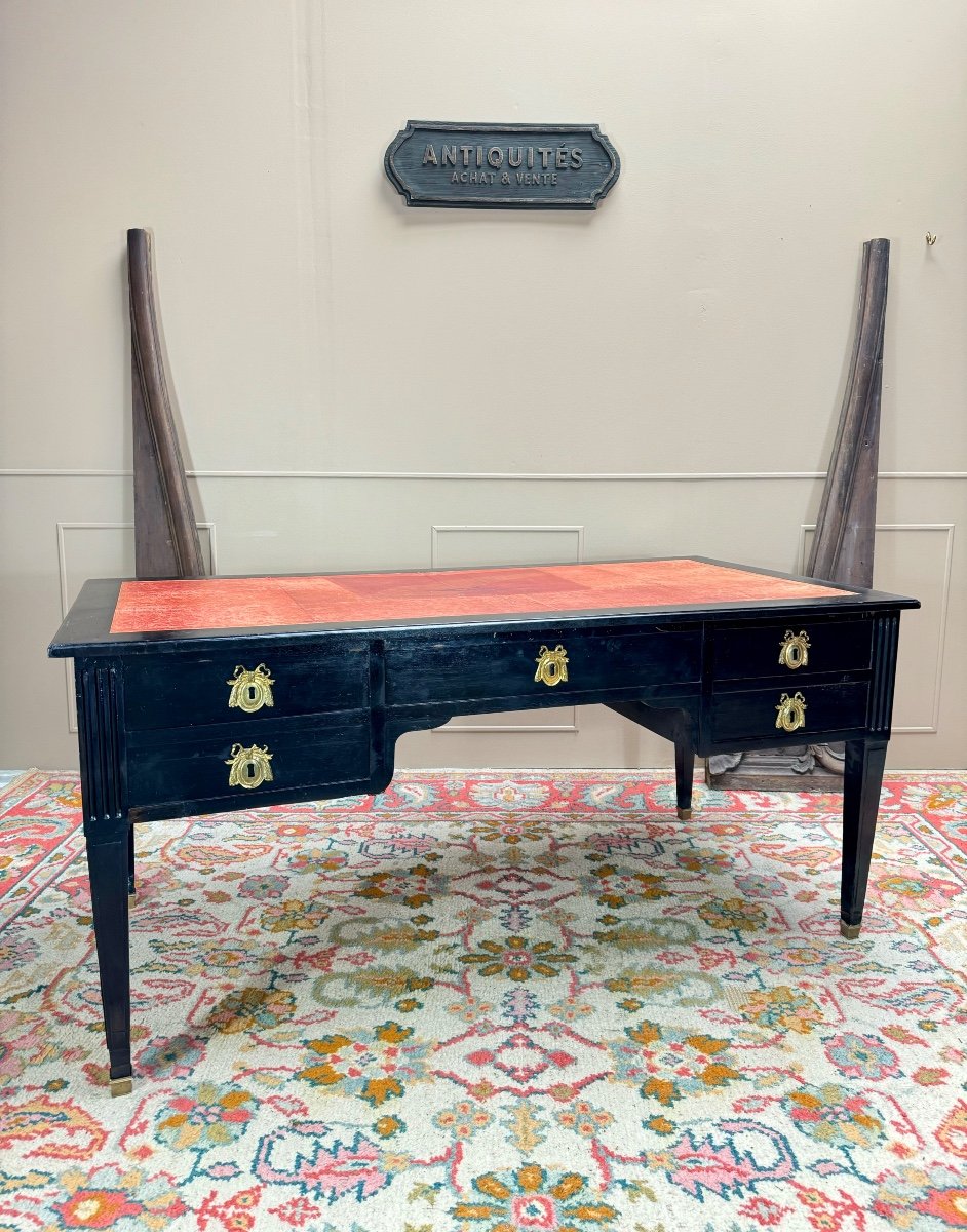 Large Louis XVI Period 18th Century Blackened Wood Flat Desk 