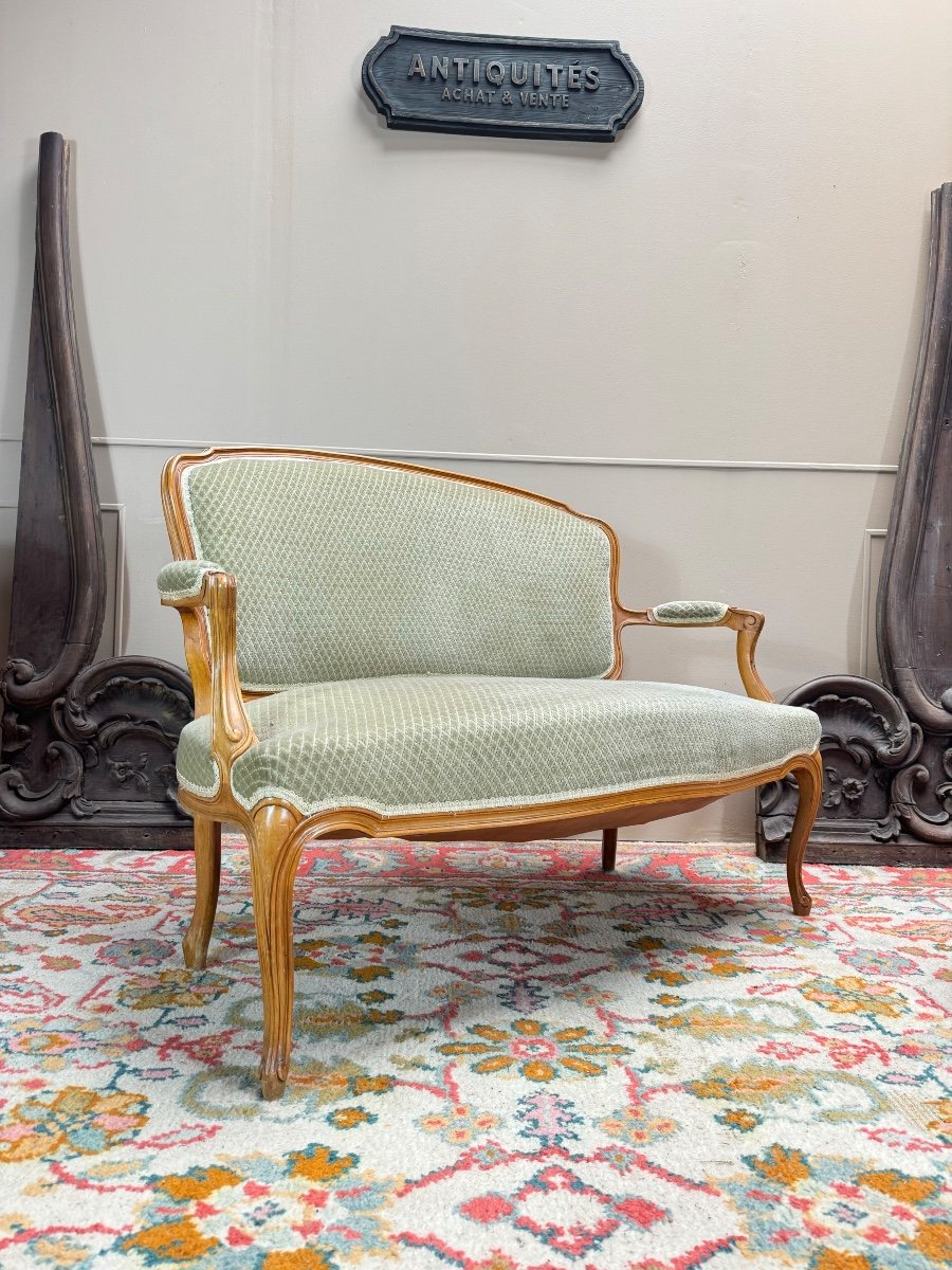 Louis XV Style Natural Wood Living Room, 19th Century -photo-3