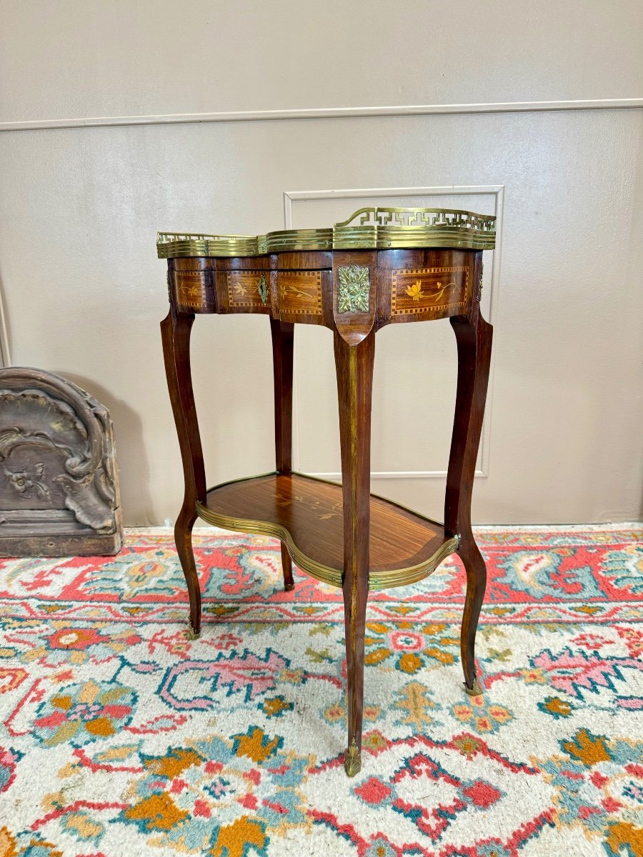 Louis XV Style Flower Marquetry Coffee Table, 19th Century -photo-2