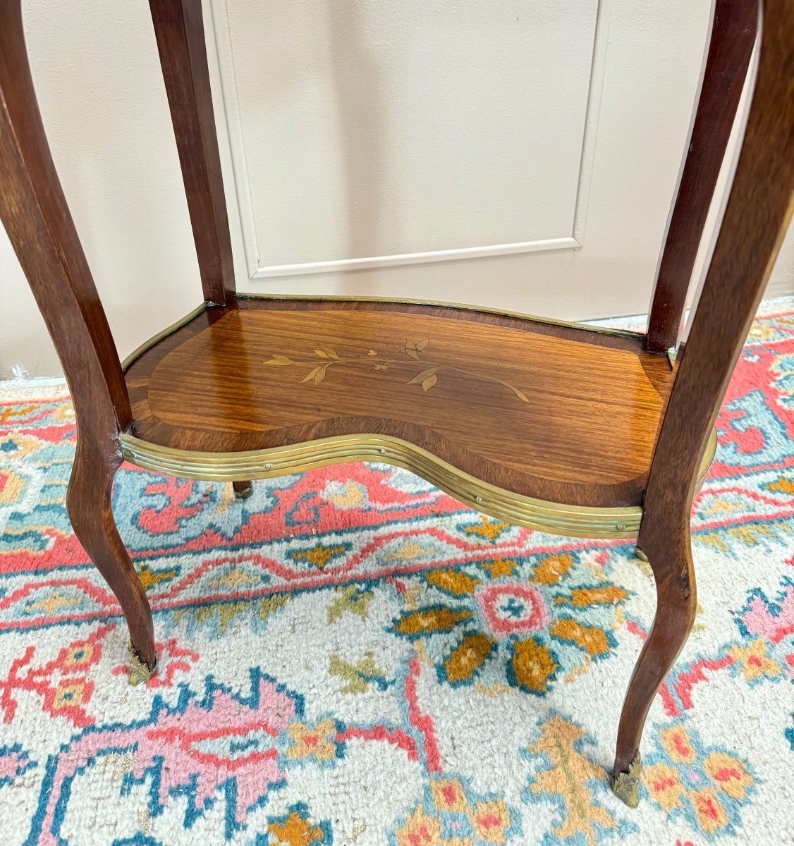 Louis XV Style Flower Marquetry Coffee Table, 19th Century -photo-4