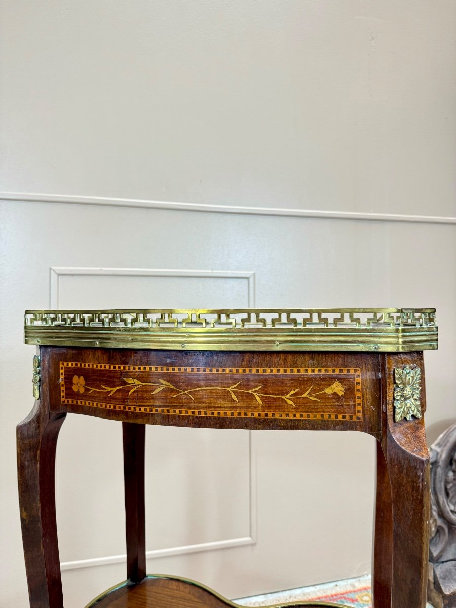 Louis XV Style Flower Marquetry Coffee Table, 19th Century -photo-5