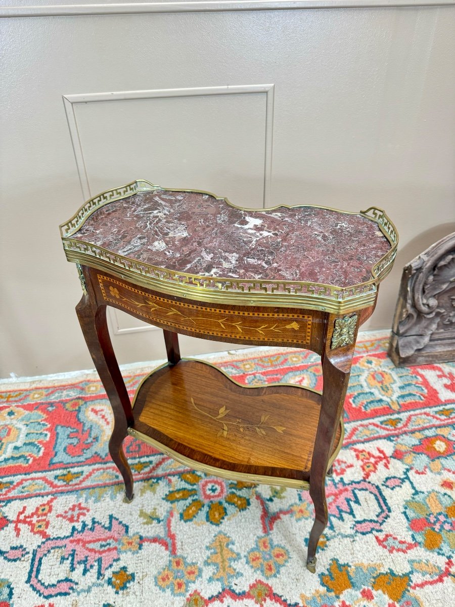 Louis XV Style Flower Marquetry Coffee Table, 19th Century -photo-6