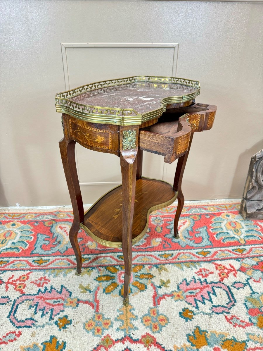 Louis XV Style Flower Marquetry Coffee Table, 19th Century -photo-7