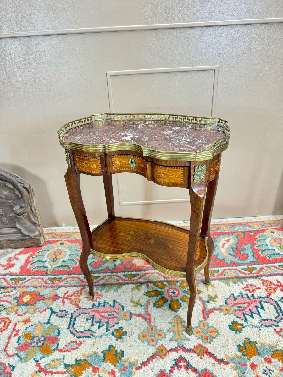 Louis XV Style Flower Marquetry Coffee Table, 19th Century 