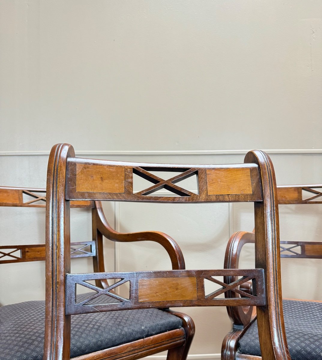 Two Armchairs And Two Chairs In Mahogany, 20th Century -photo-4