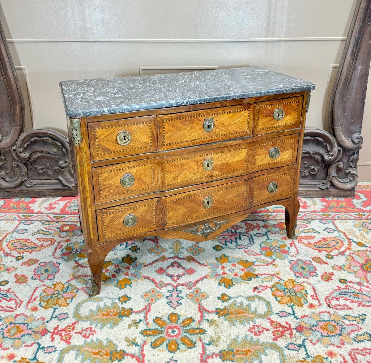 Kierchenbach Jean-adam Commode In Marquetry Louis XVI Period Stamped -photo-2