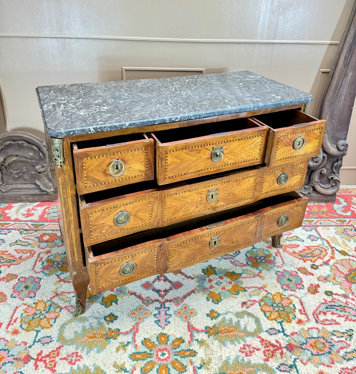 Kierchenbach Jean-adam Commode In Marquetry Louis XVI Period Stamped -photo-4