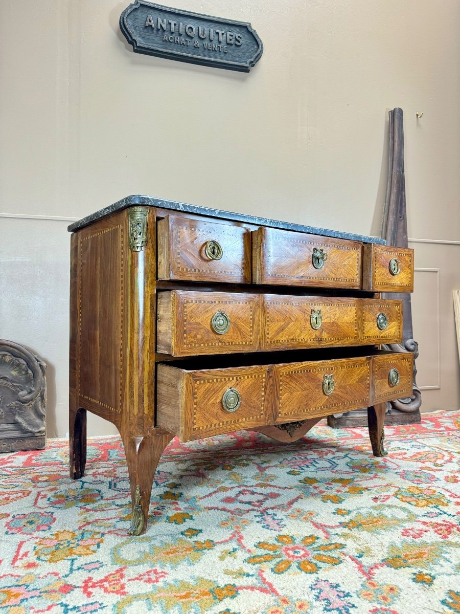 Kierchenbach Jean-adam Commode In Marquetry Louis XVI Period Stamped -photo-1