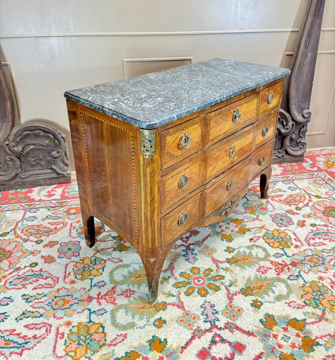 Kierchenbach Jean-adam Commode In Marquetry Louis XVI Period Stamped -photo-2