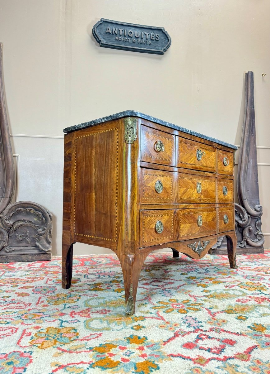 Kierchenbach Jean-adam Commode In Marquetry Louis XVI Period Stamped -photo-3