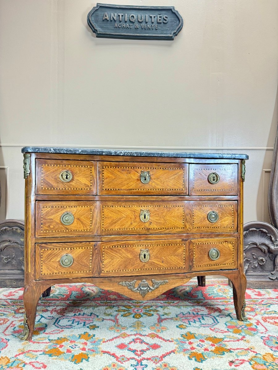 Kierchenbach Jean-adam Commode In Marquetry Louis XVI Period Stamped -photo-4