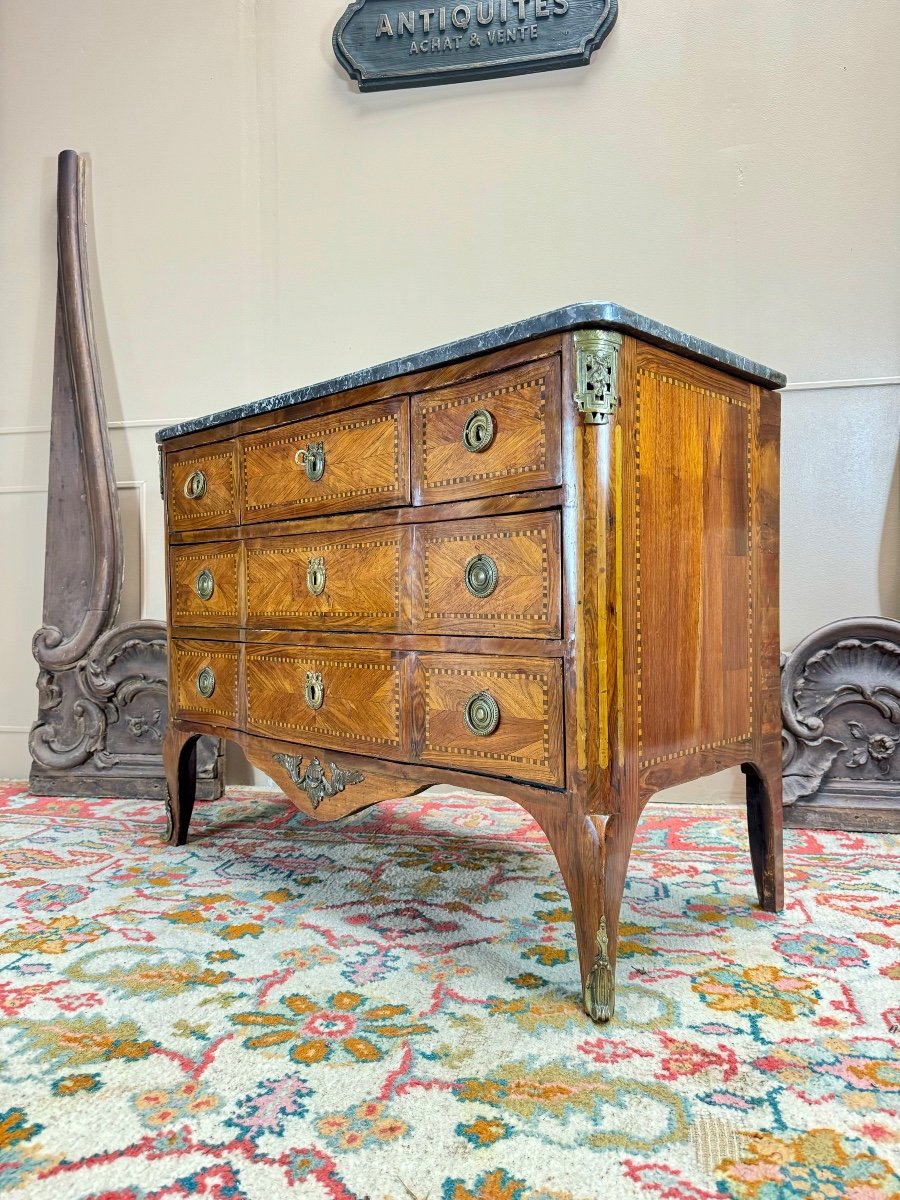 Kierchenbach Jean-adam Commode In Marquetry Louis XVI Period Stamped -photo-5