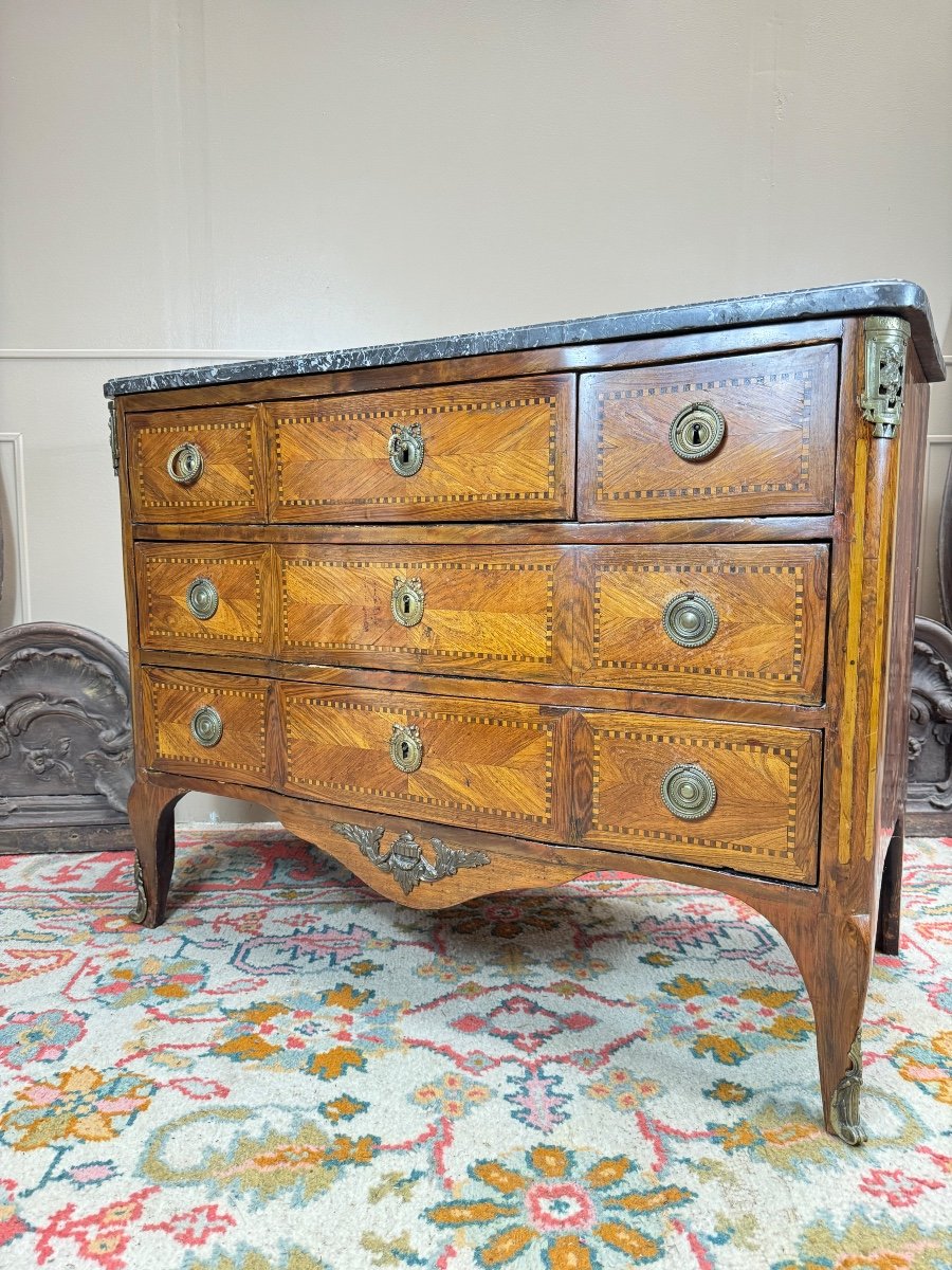 Kierchenbach Jean-adam Commode In Marquetry Louis XVI Period Stamped -photo-6