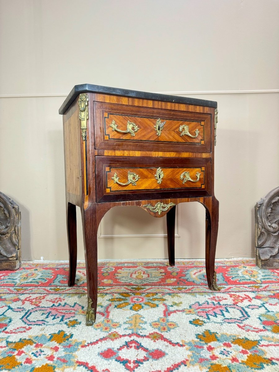 Commode D’entre Deux En Marqueterie D’époque Transition XVIII Eme Siècle -photo-2