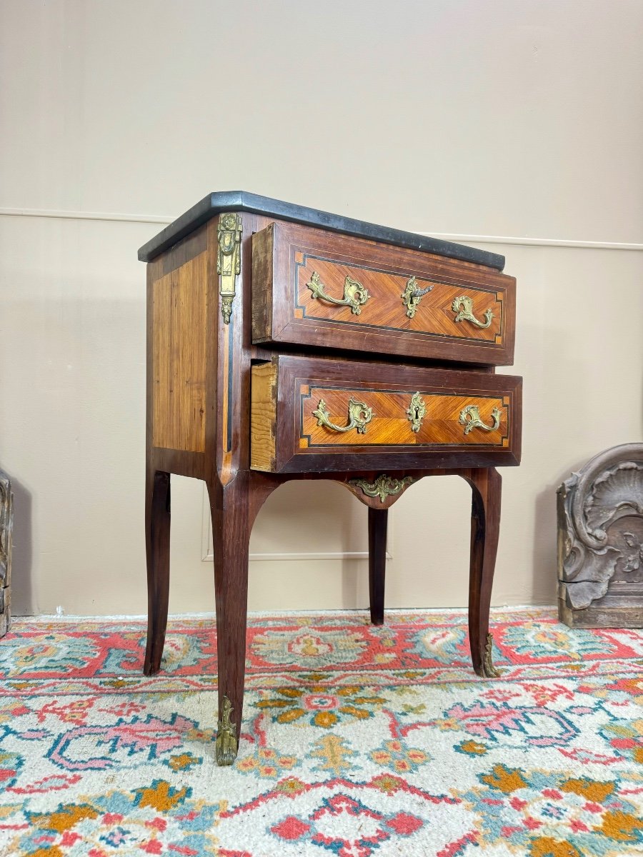 Commode D’entre Deux En Marqueterie D’époque Transition XVIII Eme Siècle -photo-1