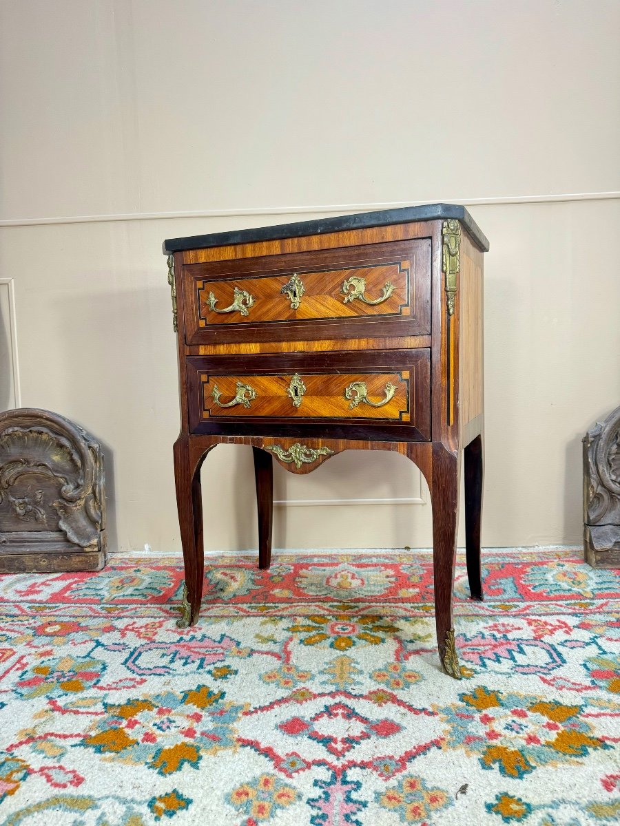 Commode D’entre Deux En Marqueterie D’époque Transition XVIII Eme Siècle -photo-2