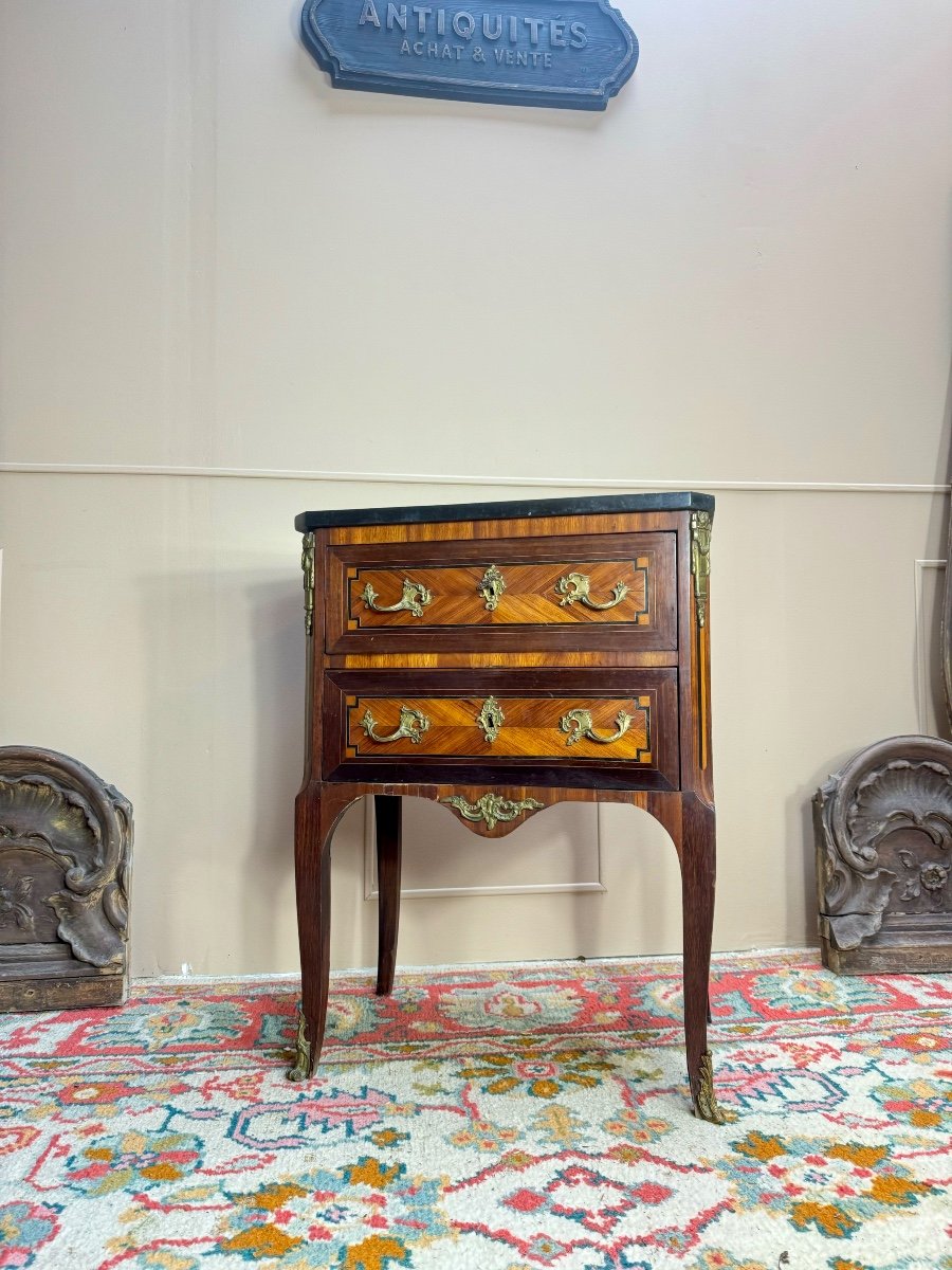 Commode D’entre Deux En Marqueterie D’époque Transition XVIII Eme Siècle -photo-4