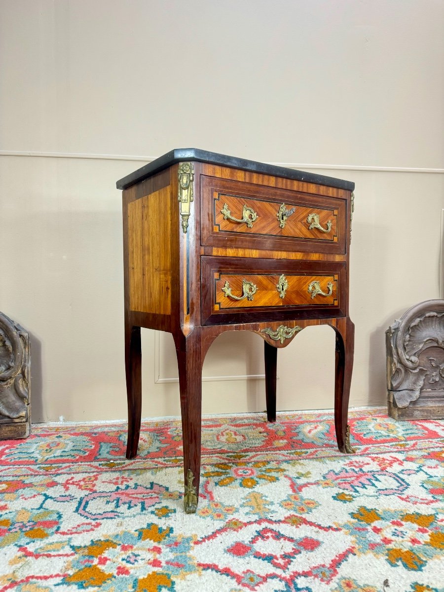 Commode D’entre Deux En Marqueterie D’époque Transition XVIII Eme Siècle 