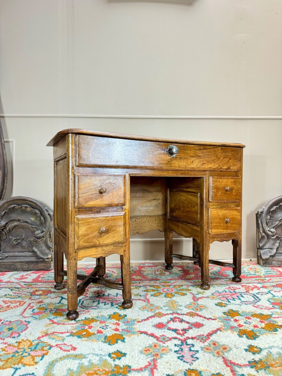 Mazarin Desk In Walnut And Oak From The Louis XIV Period, 18th Century -photo-2