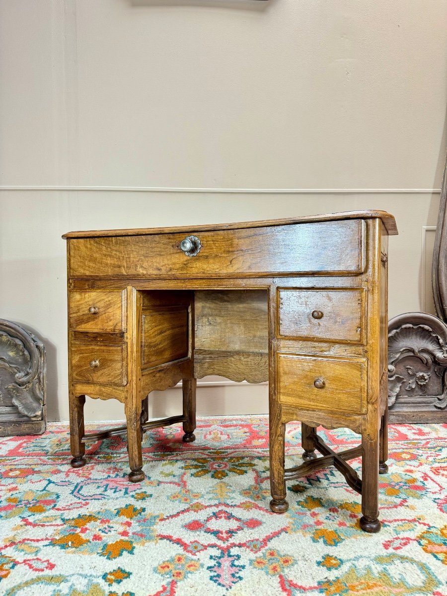 Mazarin Desk In Walnut And Oak From The Louis XIV Period, 18th Century -photo-1