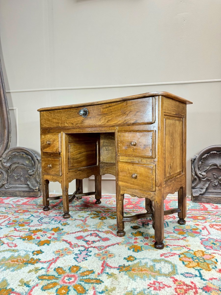 Mazarin Desk In Walnut And Oak From The Louis XIV Period, 18th Century -photo-2